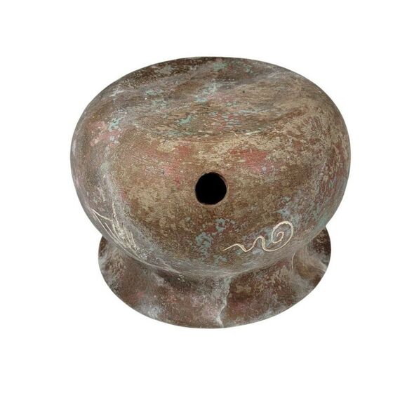 Vtg Kokopelli Petroglyph Studio Pottery Planter Bowl Tohono O'Odham ? NOT Signed - Picture 7 of 7